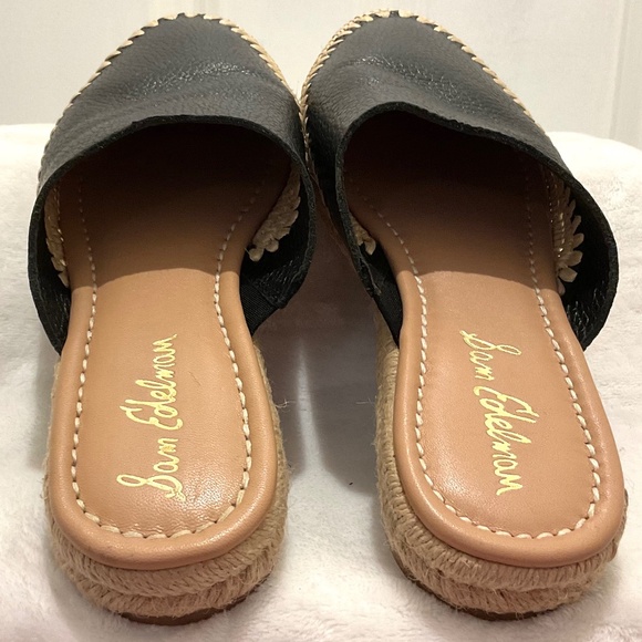 Sam Edelman Black Austin Espadrille Closed Toe Sandal Tumbled Leather 7.5M - Picture 5 of 14